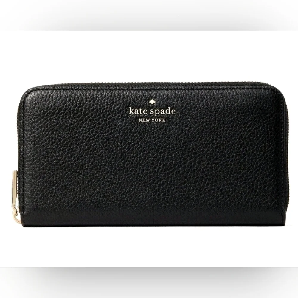 Kate Spade Leila Large Continental Wallet Black Pebbled Leather